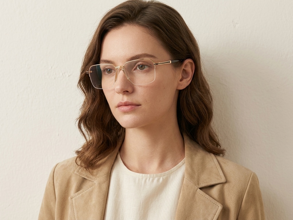 BS2012-3028_Golden_Semi-rimless_Metal_Glasses-tryon_female