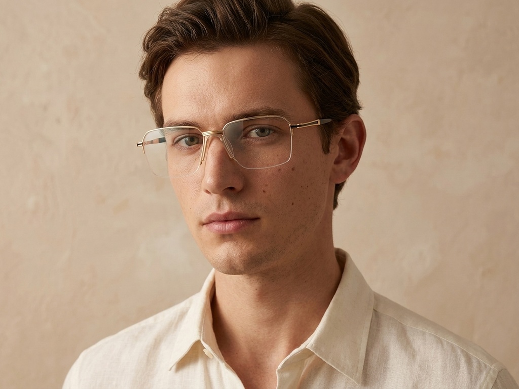 BS2012-3028_Golden_Semi-rimless_Metal_Glasses-tryon_male
