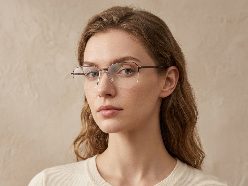 BS2012-3030_Brown_Semi-rimless_Metal_Glasses-tryon_female