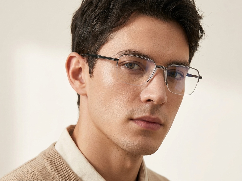 BS2012-3032_Grey_Semi-rimless_Metal_Glasses-tryon_male