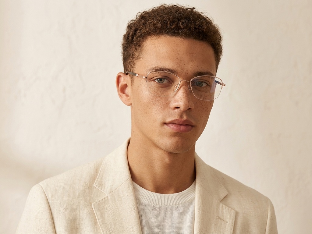 BS2012-3038_Golden_Semi-rimless_Metal_Glasses-tryon_male