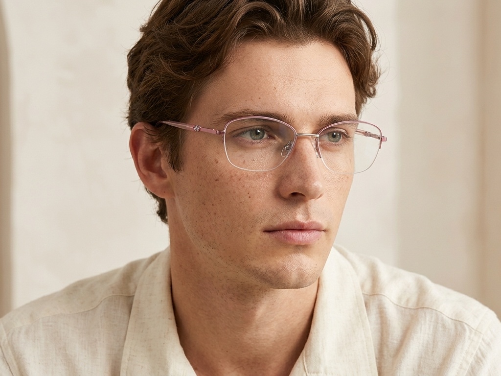 BS2012-3041_Pink_Semi-rimless_Metal_Glasses-tryon_male