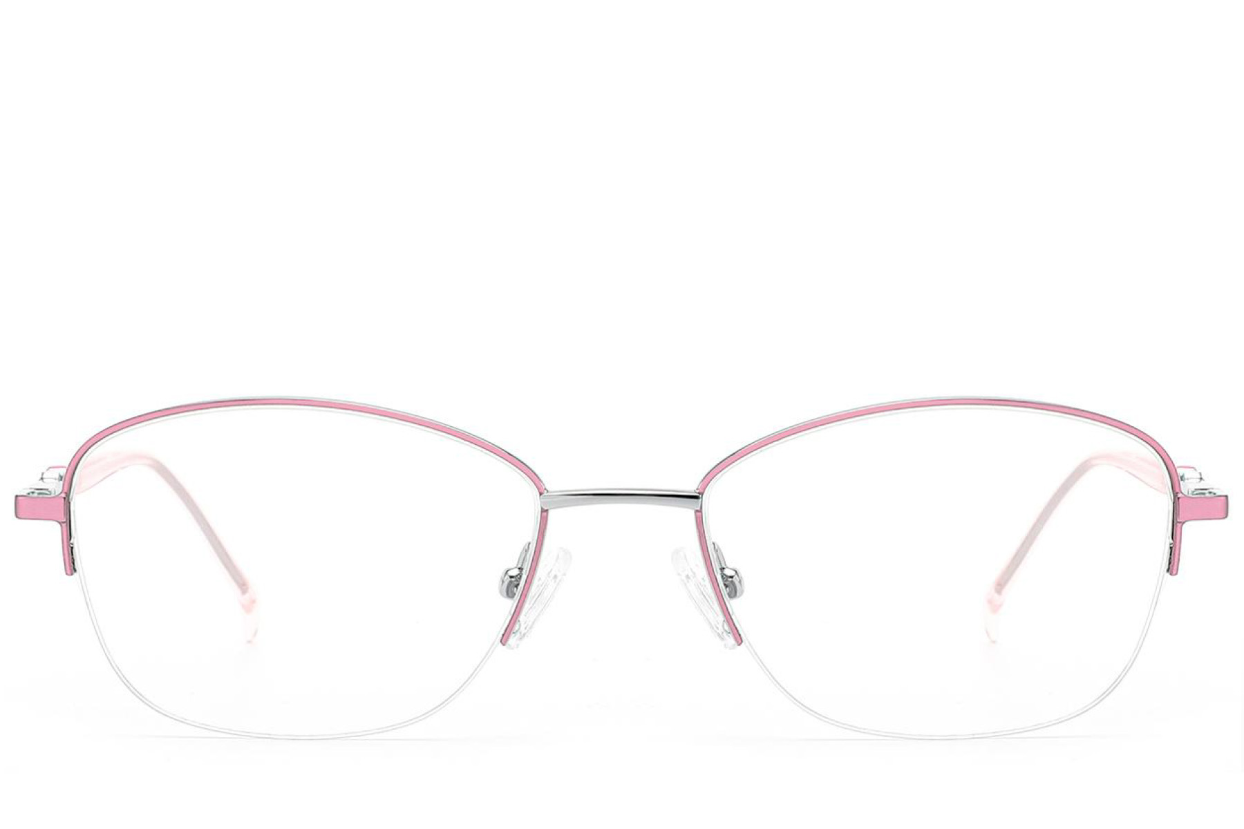 BS2012-3041_Pink_Semi-rimless_Metal_Glasses_front