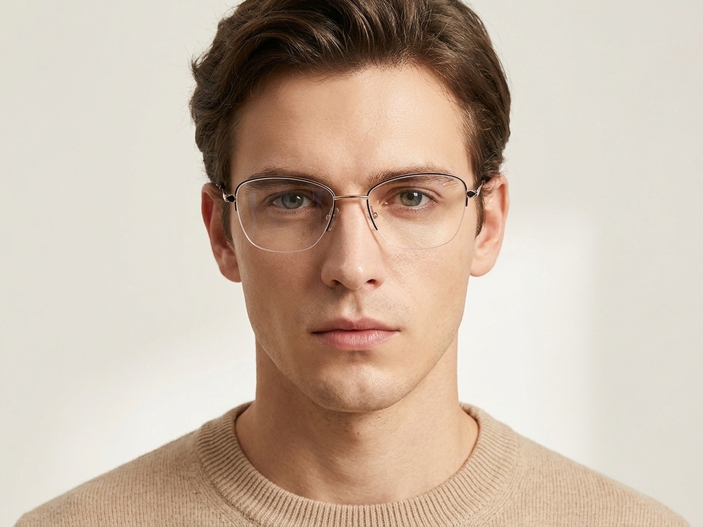 BS2012-3053_Black_Semi-rimless_Metal_Glasses-tryon_male