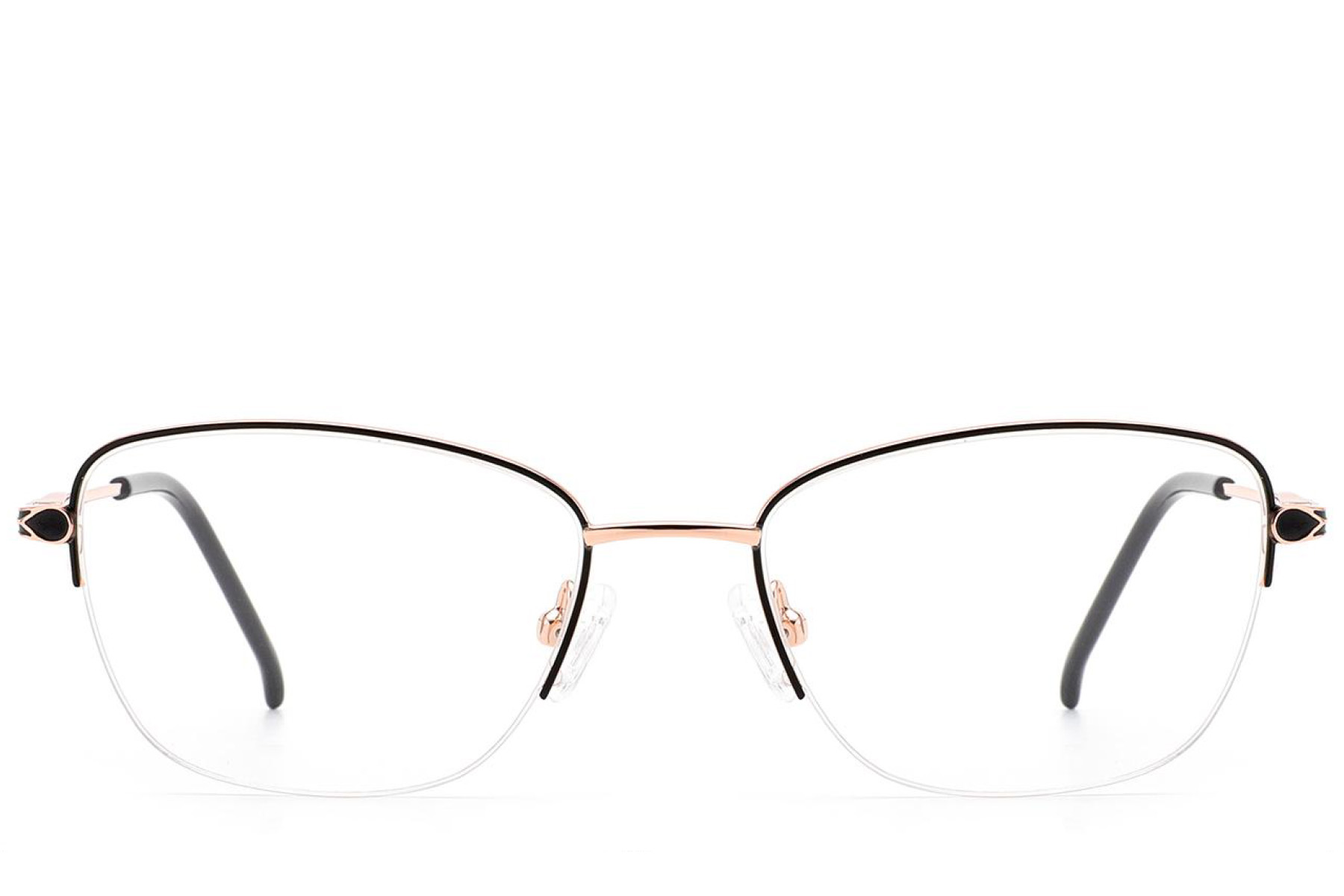 BS2012-3053_Black_Semi-rimless_Metal_Glasses_front