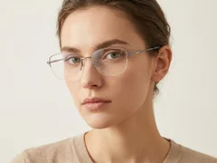 BS2012-3054_Grey_Semi-rimless_Metal_Glasses-tryon_female