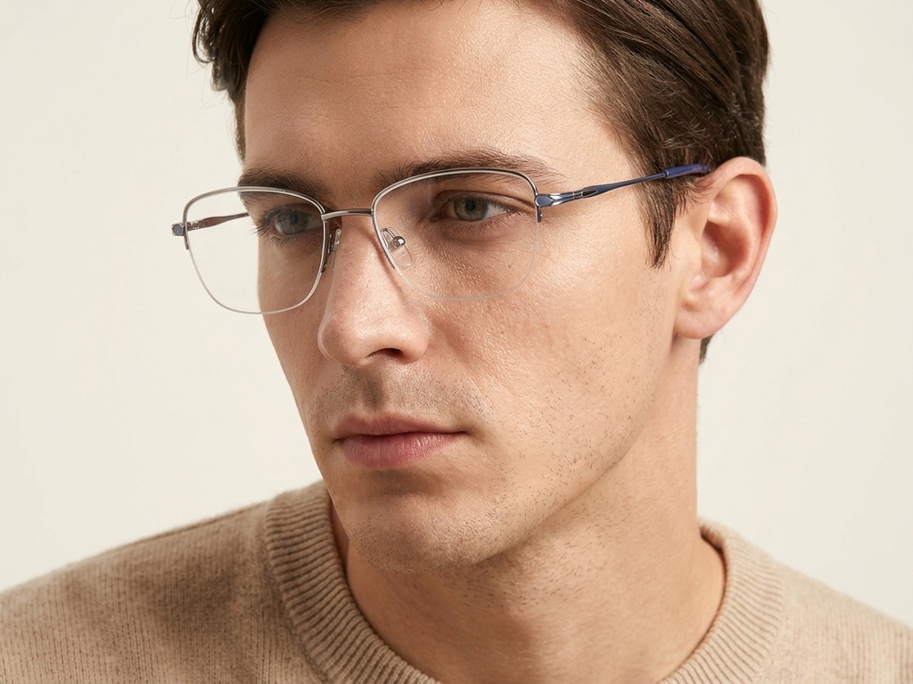 BS2012-3054_Grey_Semi-rimless_Metal_Glasses-tryon_male