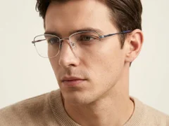 BS2012-3054_Grey_Semi-rimless_Metal_Glasses-tryon_male