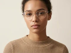 BS2012-3055_Golden_Semi-rimless_Metal_Glasses-tryon_female