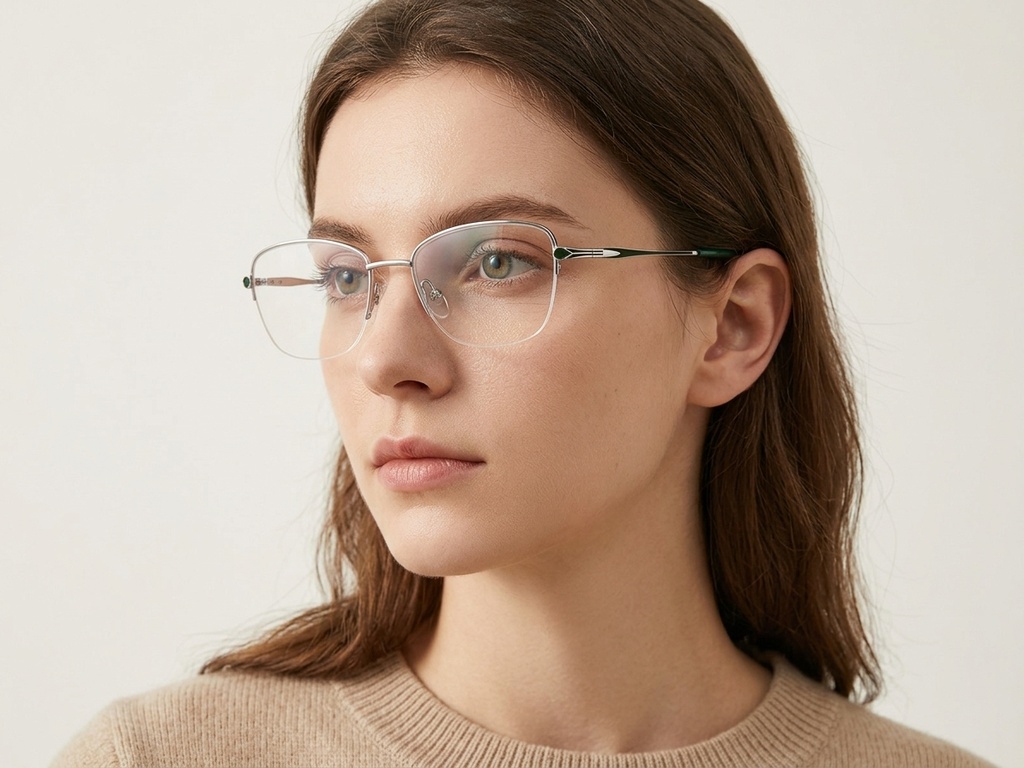 BS2012-3057_Silver_Semi-rimless_Metal_Glasses-tryon_female