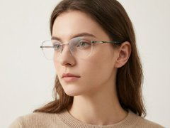 BS2012-3057_Silver_Semi-rimless_Metal_Glasses-tryon_female