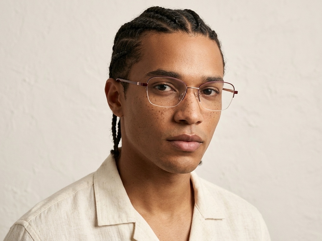 BS2012-3059_Red_Semi-rimless_Metal_Glasses-tryon_male