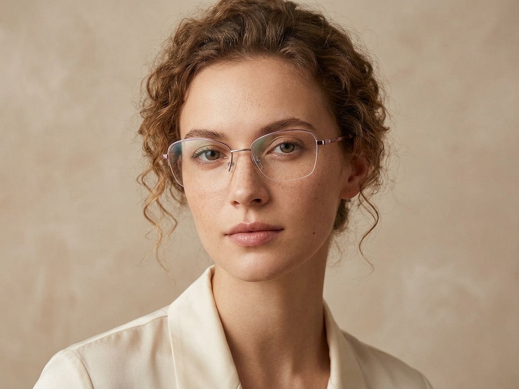 BS2012-3060_Pink_Semi-rimless_Metal_Glasses-tryon_female