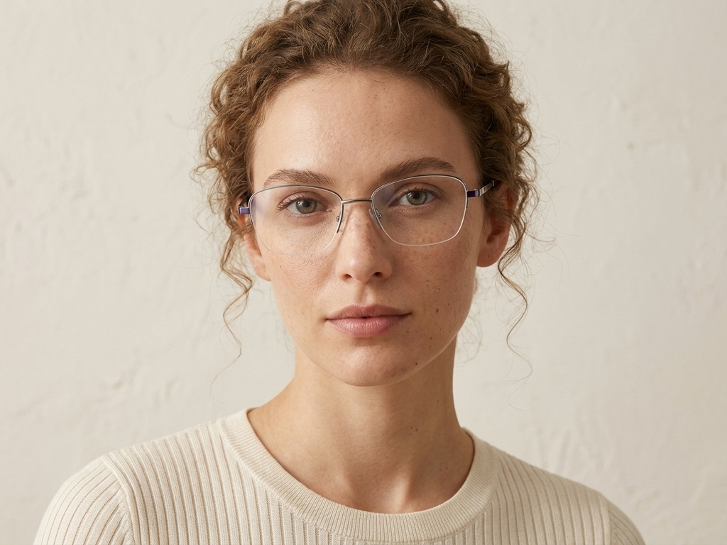 BS2012-3061_Silver_Semi-rimless_Metal_Glasses-tryon_female