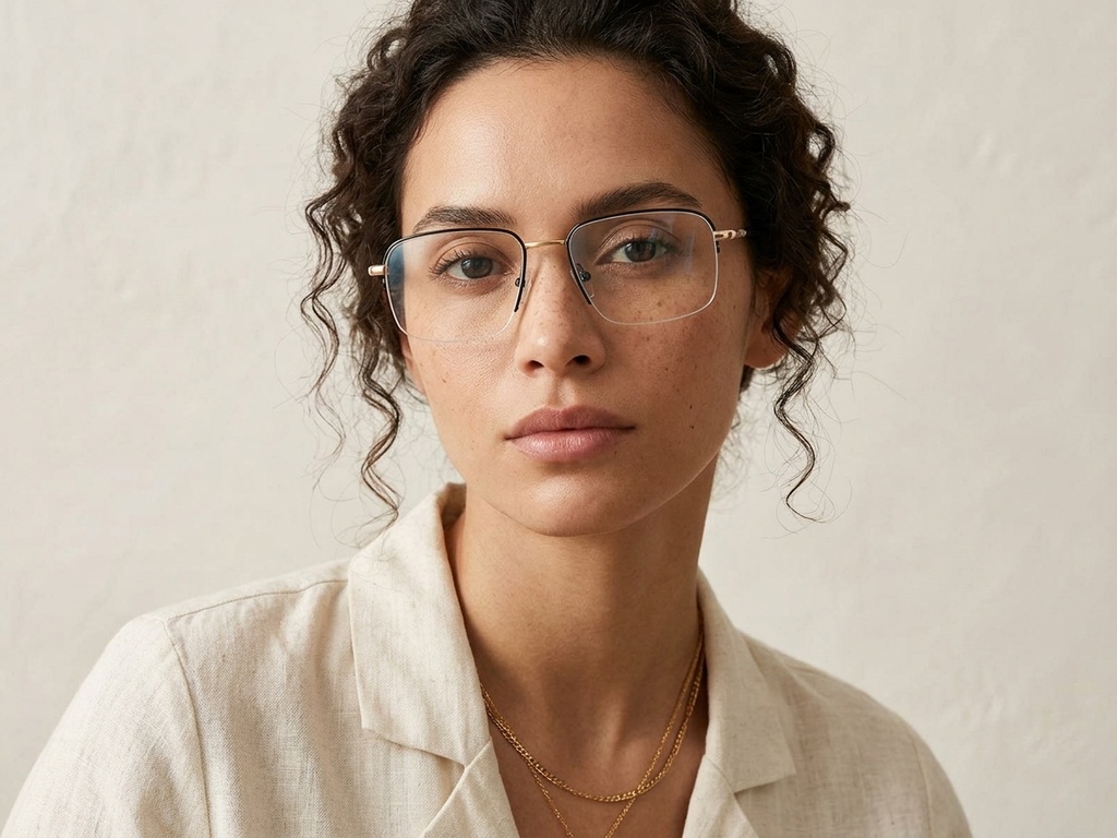 BS2012-3084_Black_Semi-rimless_Metal_Glasses-tryon_female