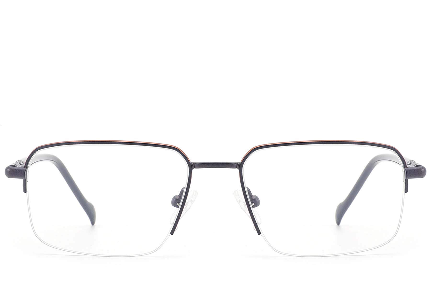 BS2012-3088_Grey_Semi-rimless_Metal_Glasses_front