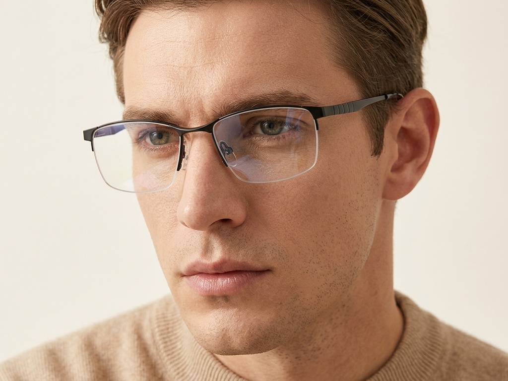 BS2012-3094_Black_Semi-rimless_Metal_Glasses-tryon_male