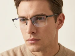 BS2012-3094_Black_Semi-rimless_Metal_Glasses-tryon_male