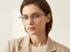 BS2012-3096_Grey_Semi-rimless_Metal_Glasses-tryon_female