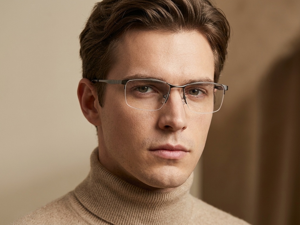 BS2012-3096_Grey_Semi-rimless_Metal_Glasses-tryon_male