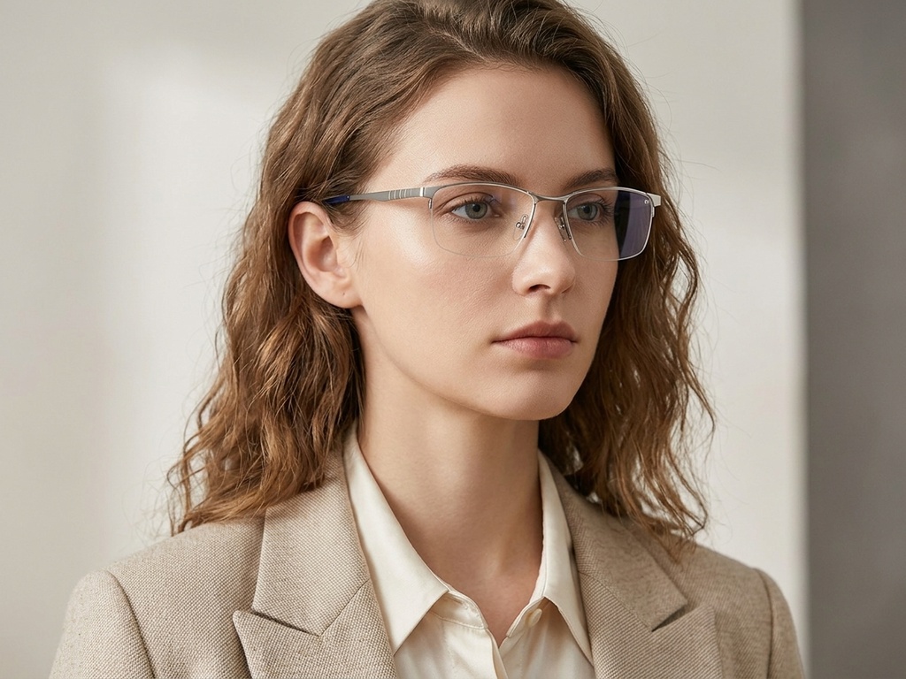 BS2012-3098_Silver_Semi-rimless_Metal_Glasses-tryon_female