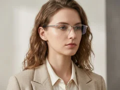 BS2012-3098_Silver_Semi-rimless_Metal_Glasses-tryon_female
