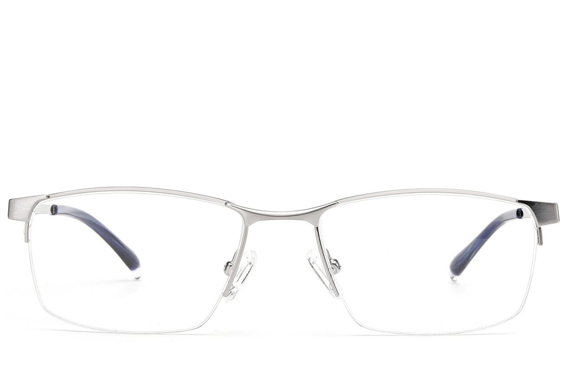 BS2012-3098_Silver_Semi-rimless_Metal_Glasses_front