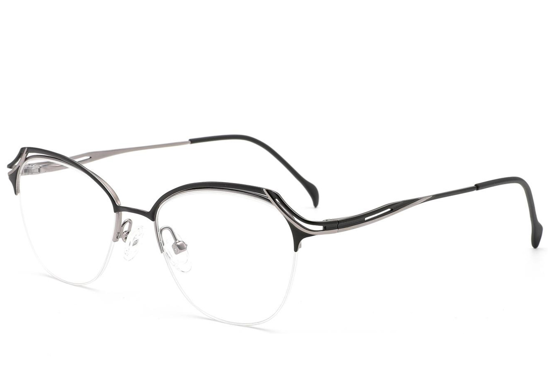 BS2012-3104_Black_Semi-rimless_Metal_Glasses_corner