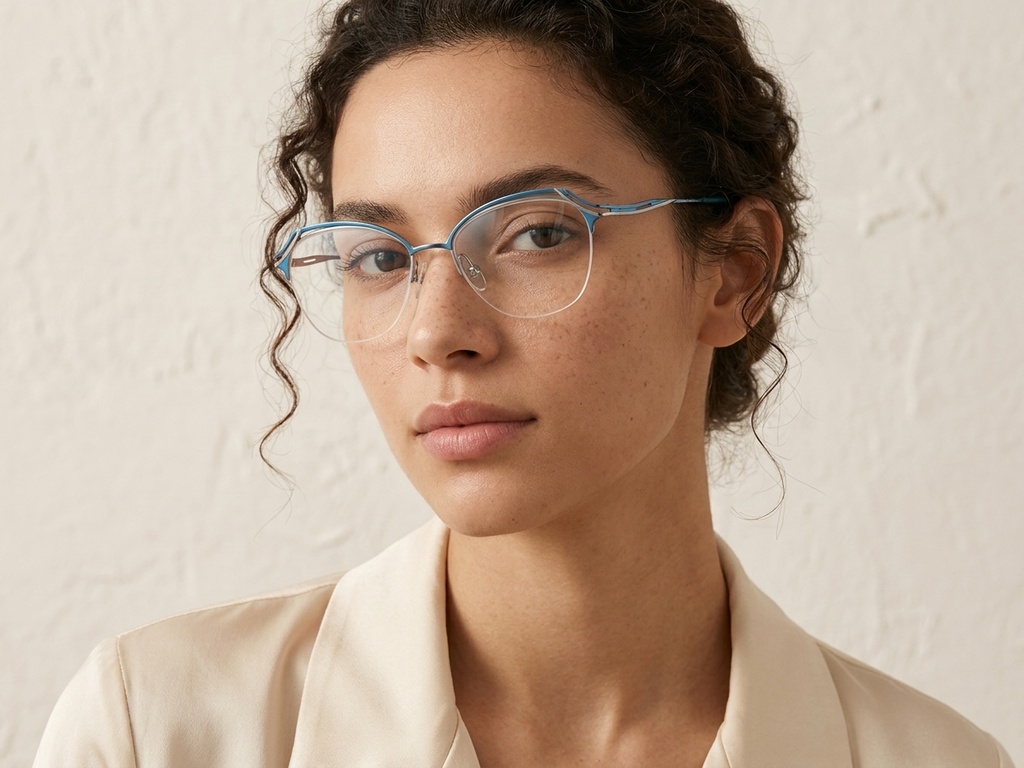 BS2012-3105_Blue_Semi-rimless_Metal_Glasses-tryon_female