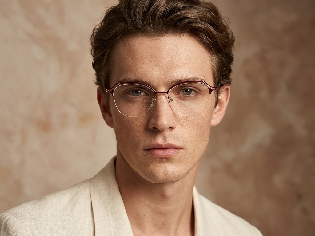 BS2012-3106_Red_Semi-rimless_Metal_Glasses-tryon_male