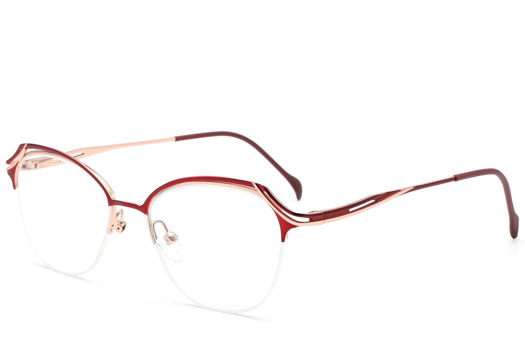 BS2012-3106_Red_Semi-rimless_Metal_Glasses_corner
