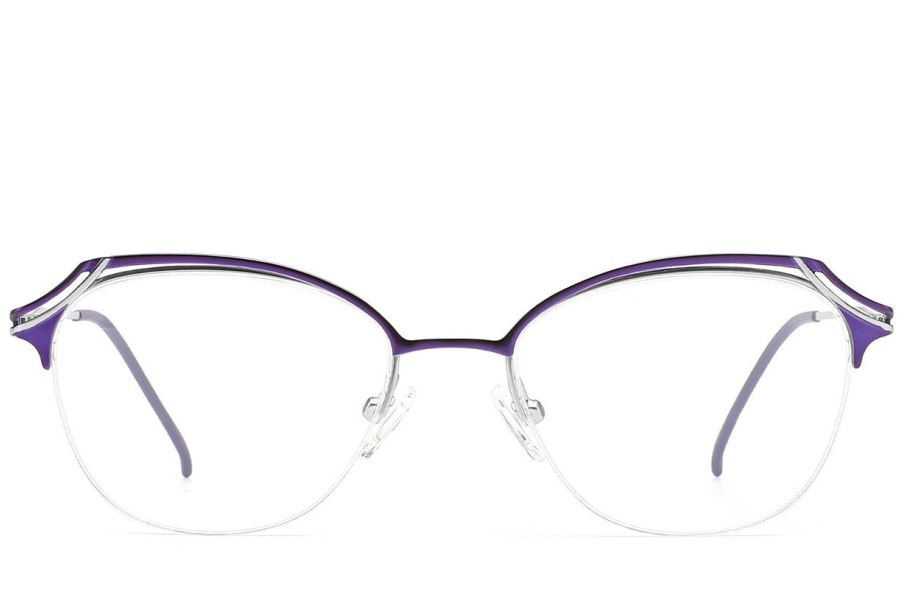 BS2012-3107_Purple_Semi-rimless_Metal_Glasses_front
