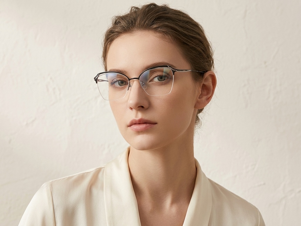 BS2012-3109_Black_Semi-rimless_Metal_Glasses-tryon_female