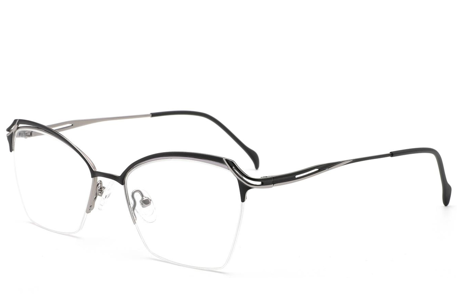 BS2012-3109_Black_Semi-rimless_Metal_Glasses_corner