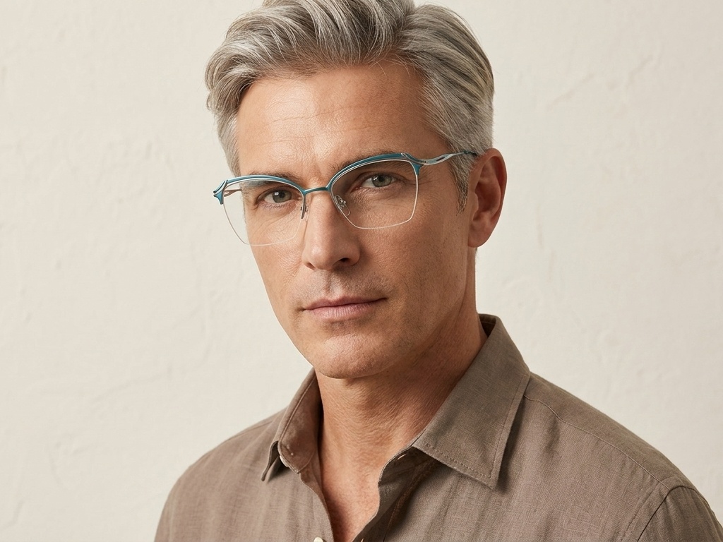 BS2012-3110_Blue_Semi-rimless_Metal_Glasses-tryon_male