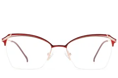 BS2012-3111_Red_Semi-rimless_Metal_Glasses_front
