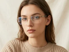 BS2012-3124_Golden_Semi-rimless_Metal_Glasses-tryon_female
