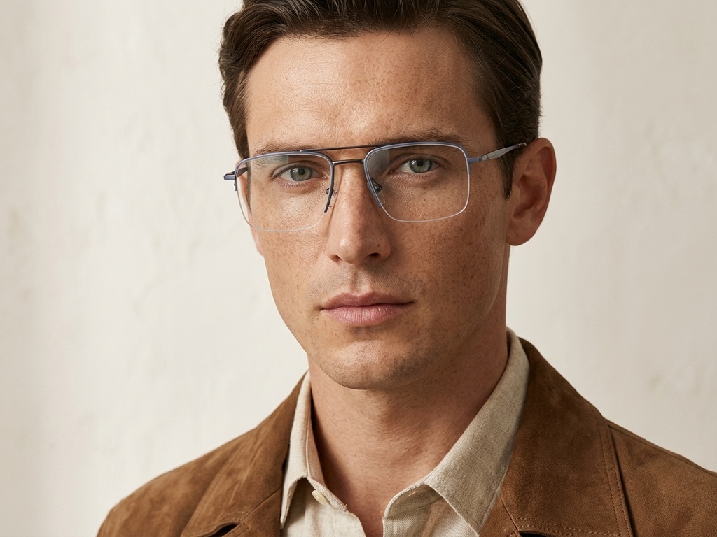 BS2012-3145_Blue_Semi-rimless_Metal_Glasses-tryon_male
