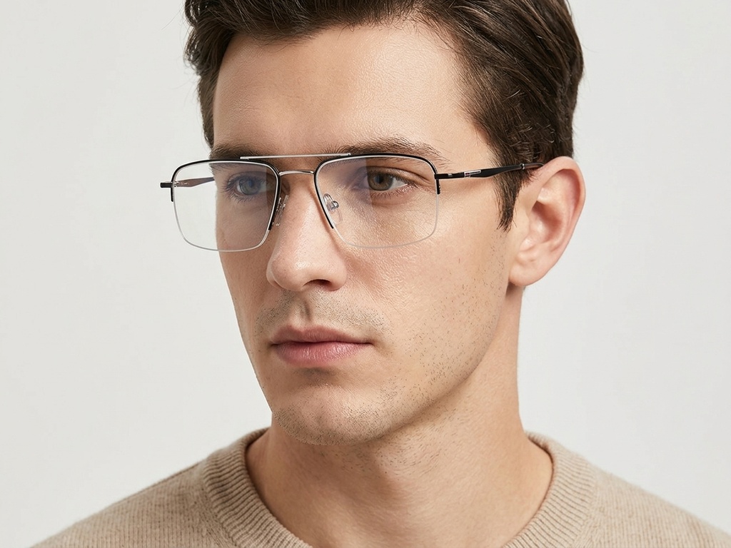 BS2012-3147_Black_Semi-rimless_Metal_Glasses-tryon_male