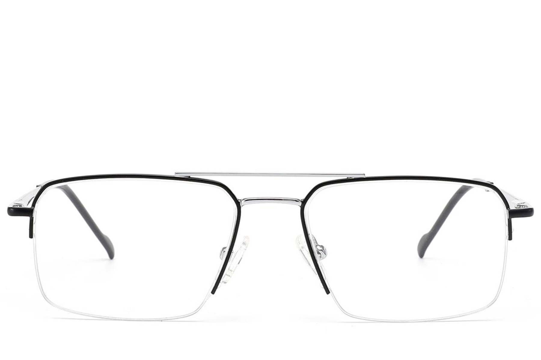 BS2012-3147_Black_Semi-rimless_Metal_Glasses_front