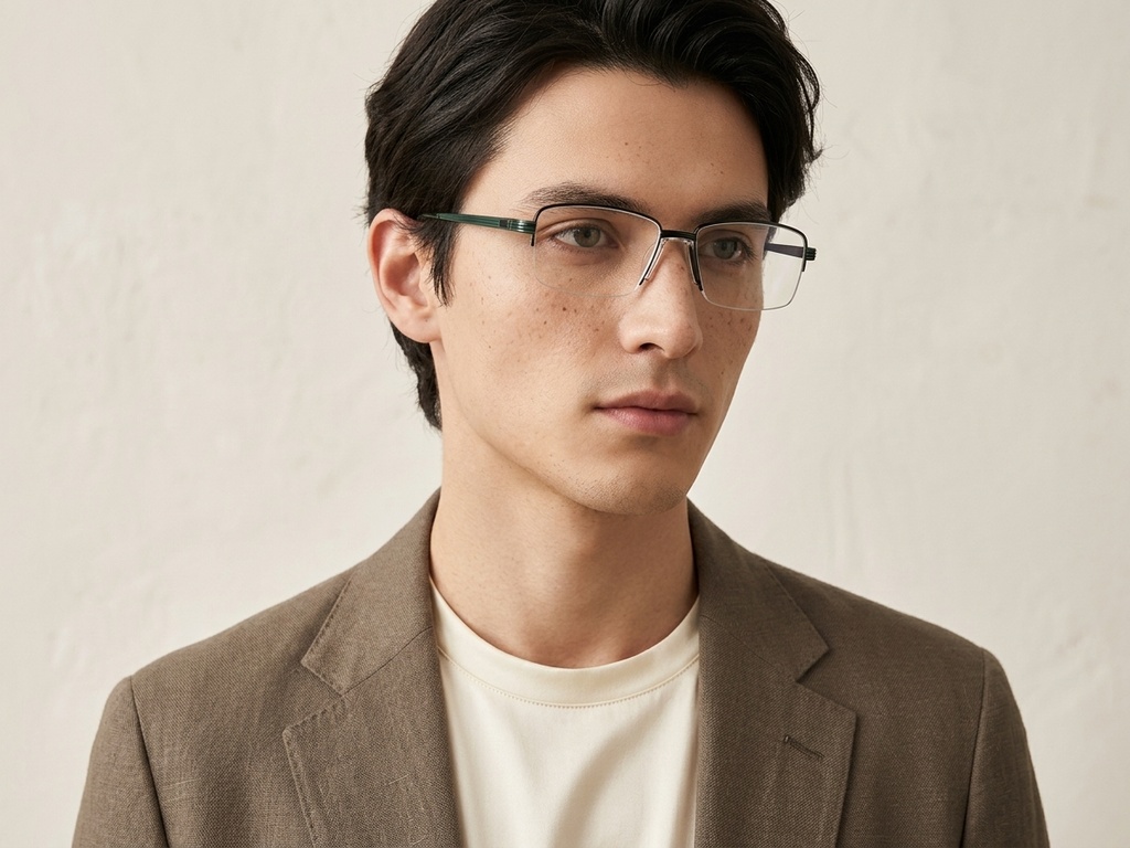 BS2012-3159_Black_Semi-rimless_Metal_Glasses-tryon_male