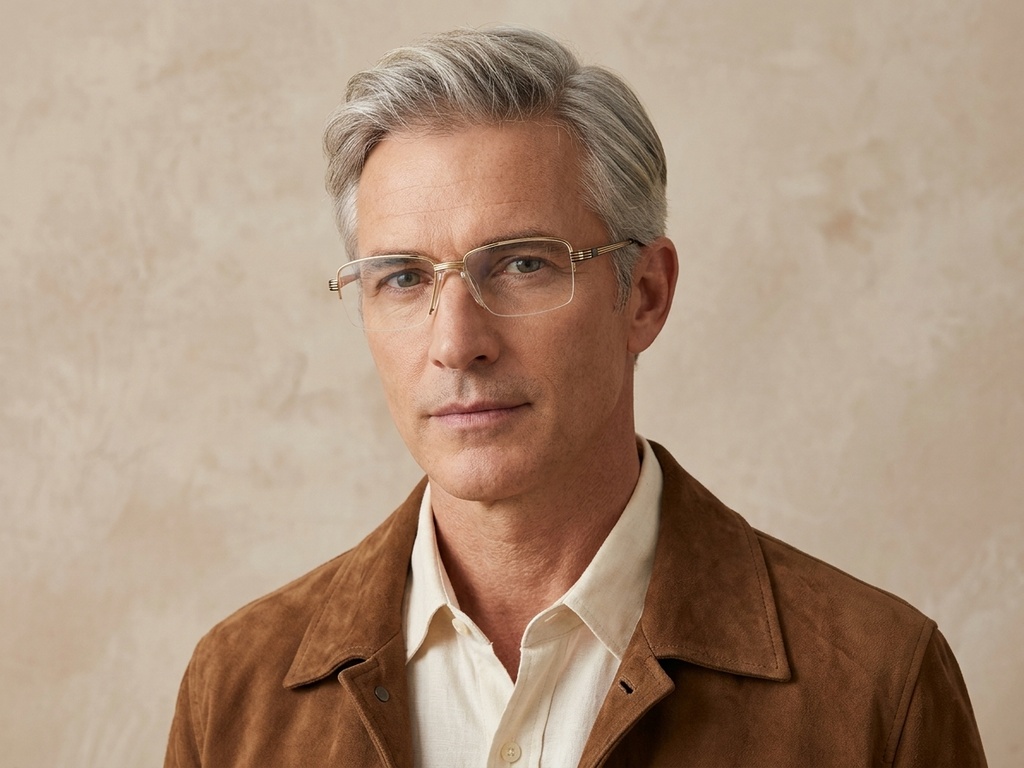 BS2012-3160_Golden_Semi-rimless_Metal_Glasses-tryon_male