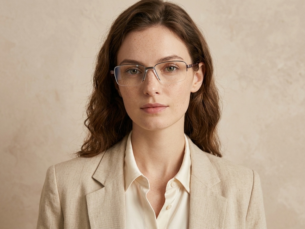 BS2012-3161_Grey_Semi-rimless_Metal_Glasses-tryon_female