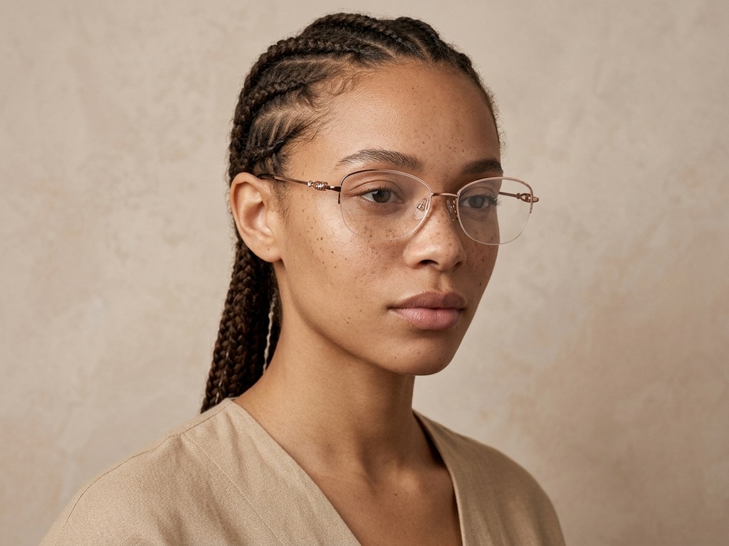 BS2012-3178_Pink_Semi-rimless_Metal_Glasses-tryon_female
