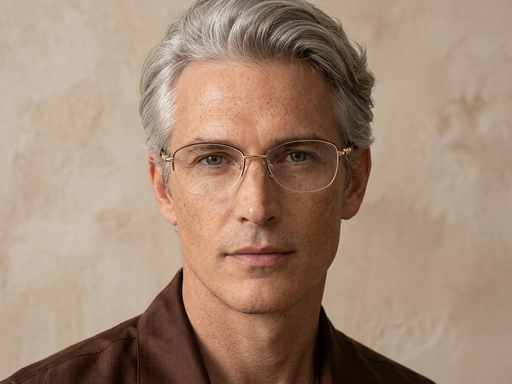 BS2012-3181_Brown_Semi-rimless_Metal_Glasses-tryon_male