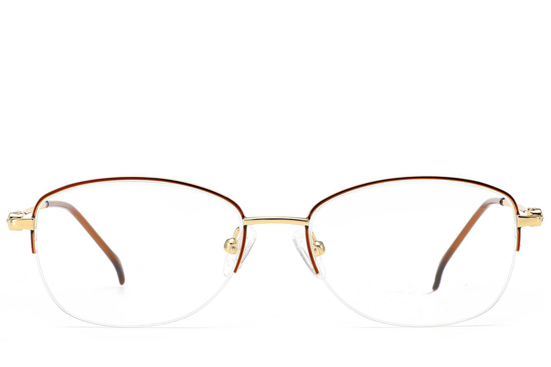 BS2012-3181_Brown_Semi-rimless_Metal_Glasses_front