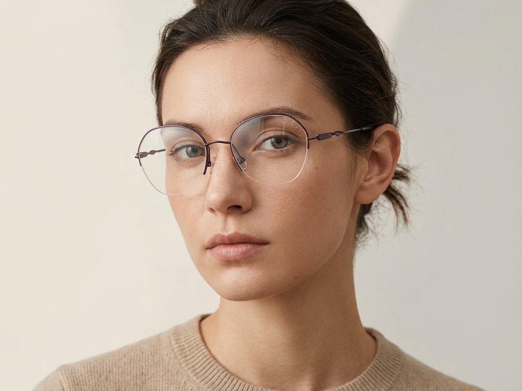 BS2012-3188_Purple_Semi-rimless_Metal_Glasses-tryon_female