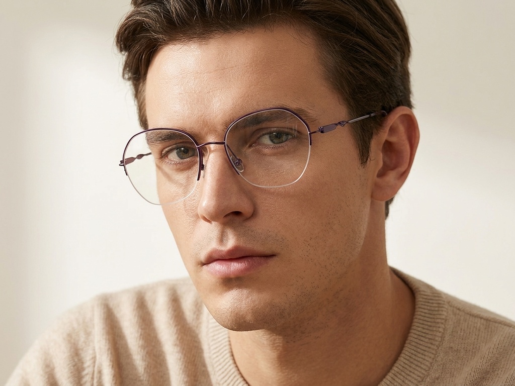 BS2012-3188_Purple_Semi-rimless_Metal_Glasses-tryon_male