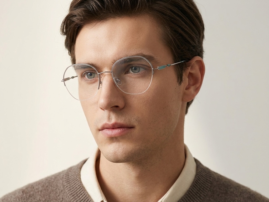 BS2012-3190_Grey_Semi-rimless_Metal_Glasses-tryon_male
