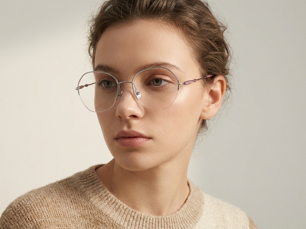 BS2012-3191_Silver_Semi-rimless_Metal_Glasses-tryon_female